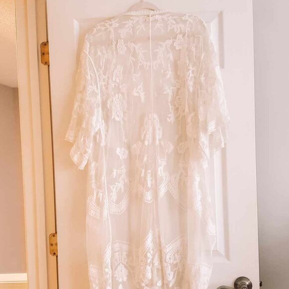 Sheer Mesh Lace Boho Kimono Coverup Wrap ONE SIZE - Picture 5 of 5
